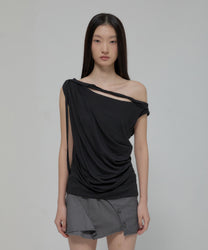 Braided Drape One-Shoulder Top