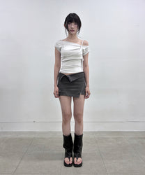 Asymmetrical Folded Skirt (Dark Gray)