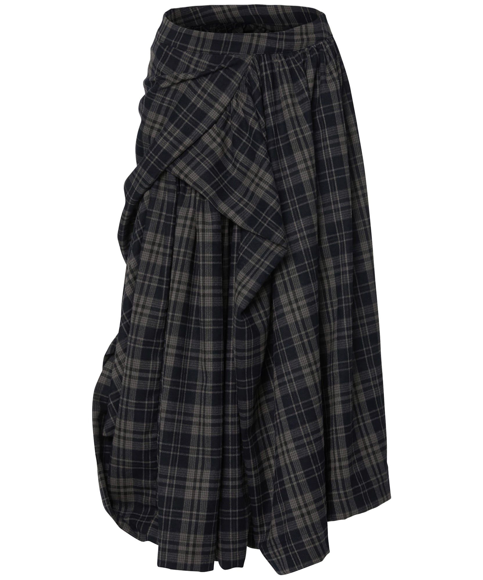 Asymmetrical Checkered Long Skirt