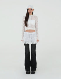 MESH FRILL CANCAN SKIRT(WHITE)