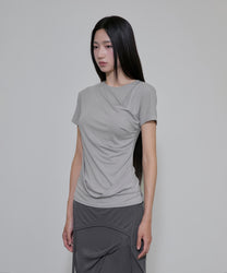 Asymmetrical Draped T-Shirt (Gray)
