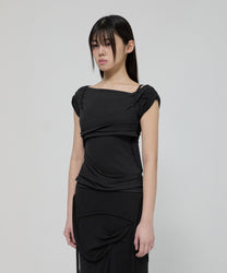 Layered Bustier T-Shirt (Black)