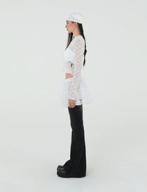 MESH FRILL CANCAN SKIRT(WHITE)