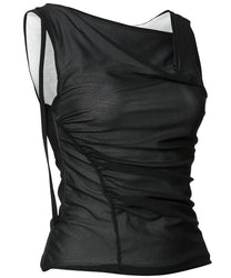 Draped Mesh Layered Sleeveless