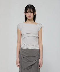 Layered Bustier T-Shirt (Cloud White)