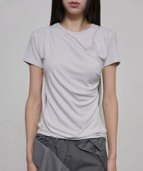 Asymmetrical Draped T-Shirt (Cloud White)