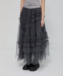 Tulle Layered Long Skirts (Charcoal)