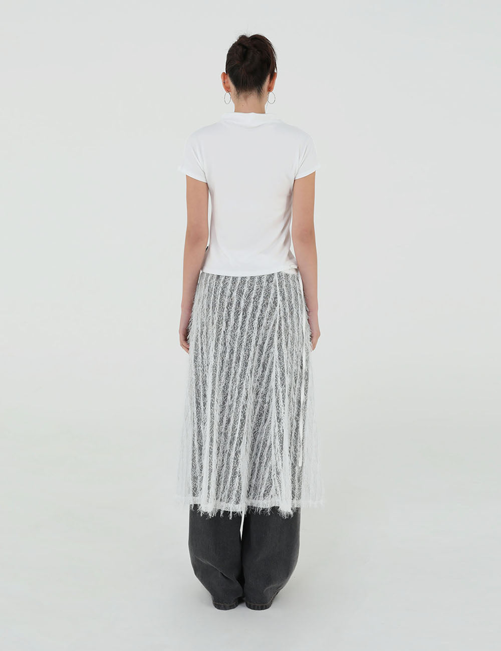 FEATHER WRAP SKIRT(WHITE)