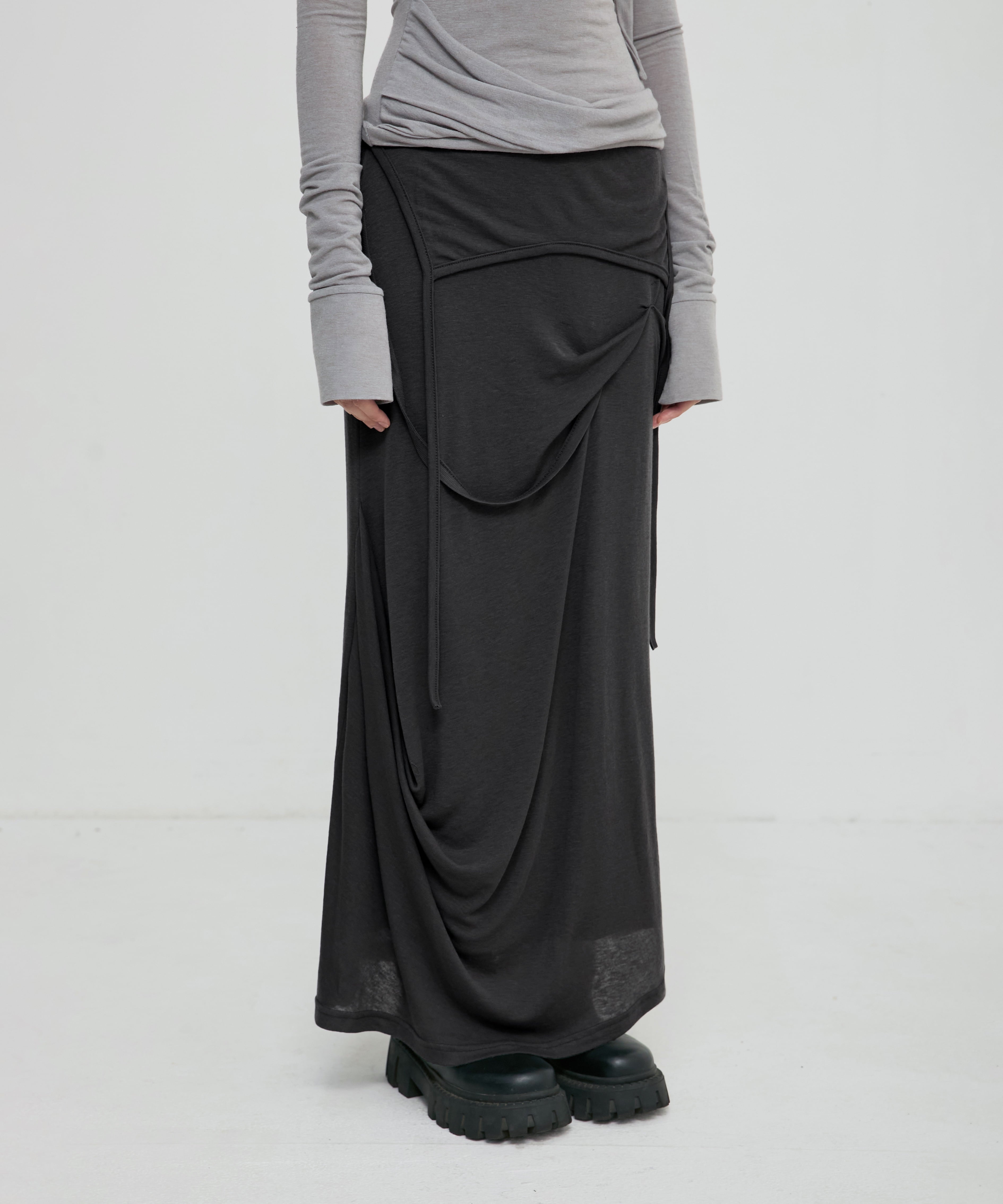 Asymmetrical Draped Midi Skirt (White) – Plop Apparels