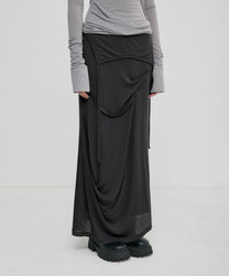 Asymmetrical Draped Long Skirt
