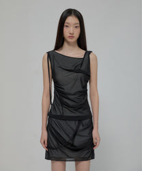 Draped Mesh Layered Sleeveless