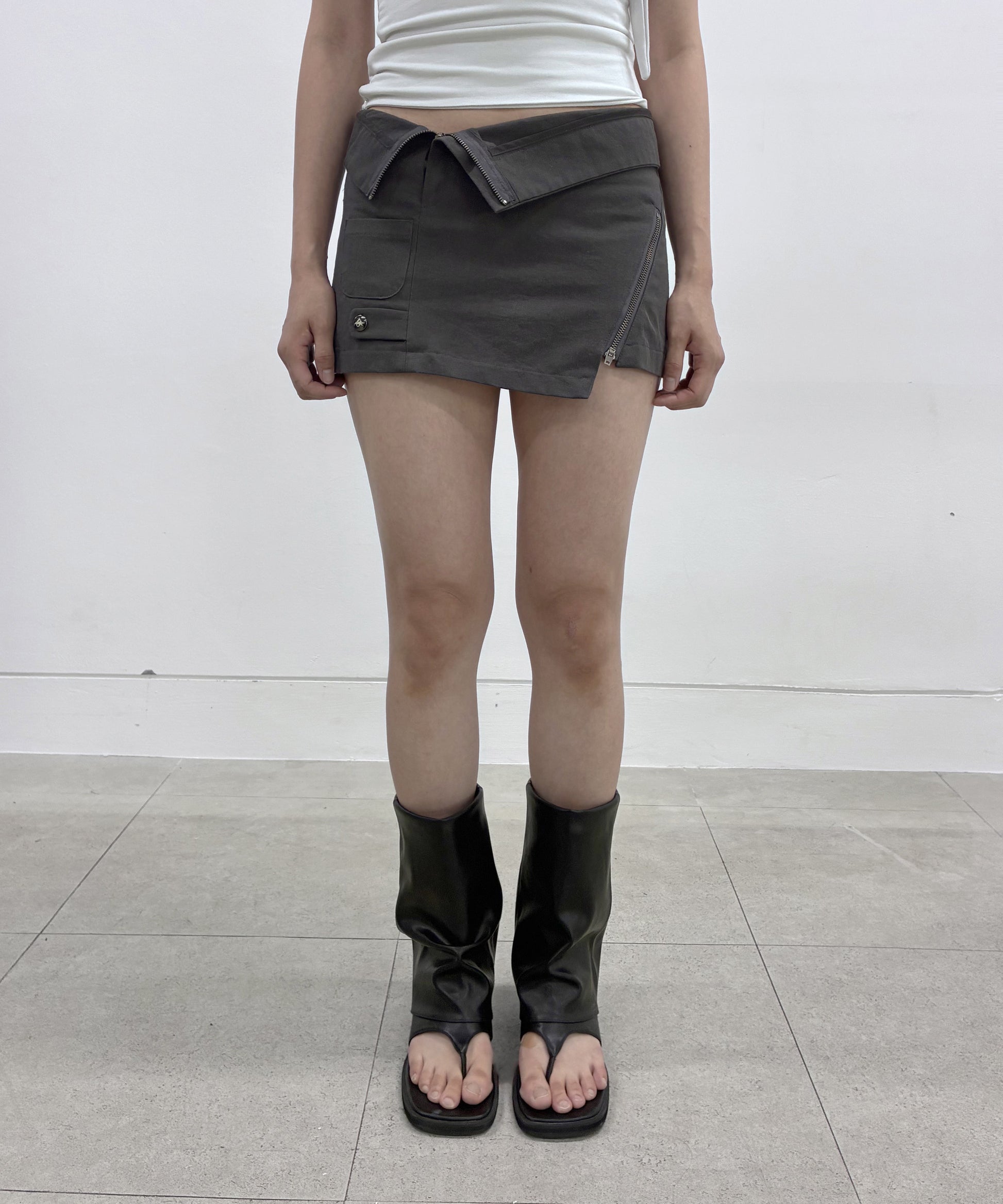 Asymmetrical Folded Skirt (Dark Gray)