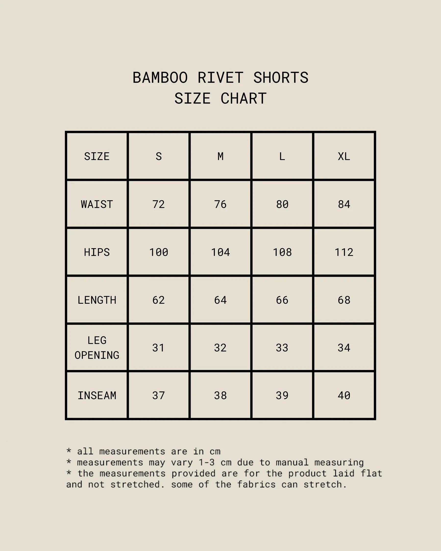 Bamboo Rivet Shorts (Beige)