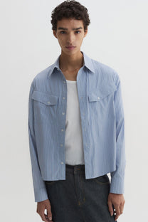 Striped Crop Shirt Blue