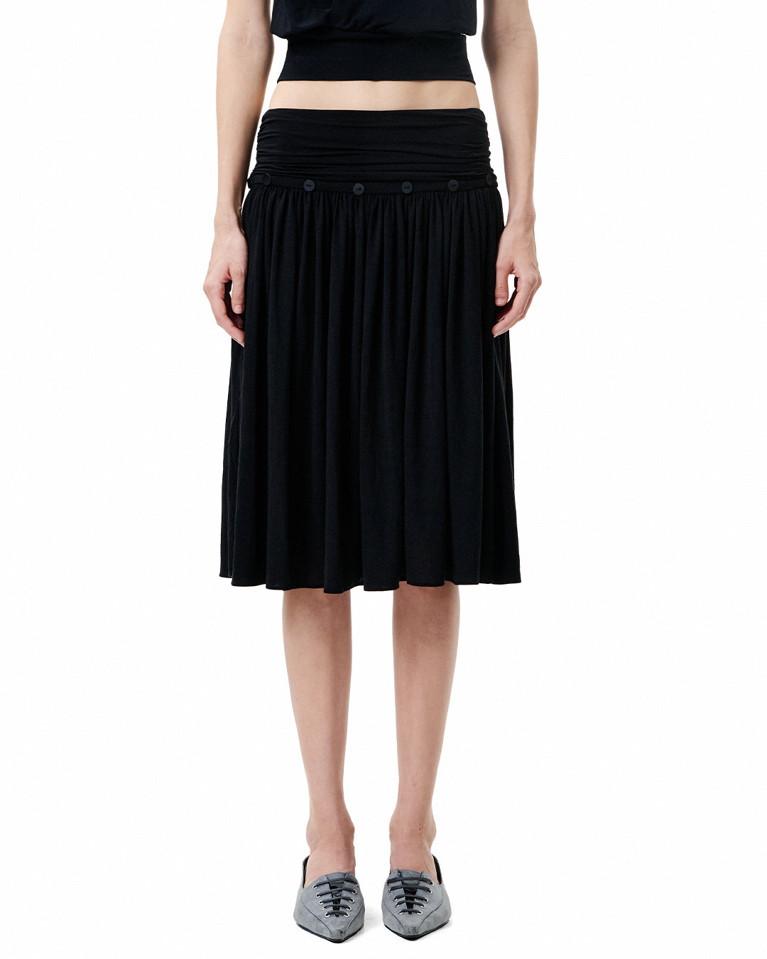 Drape Midi Skirt - Noir