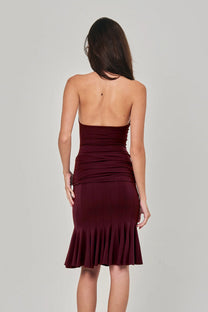 Ripple Dress Burgundy