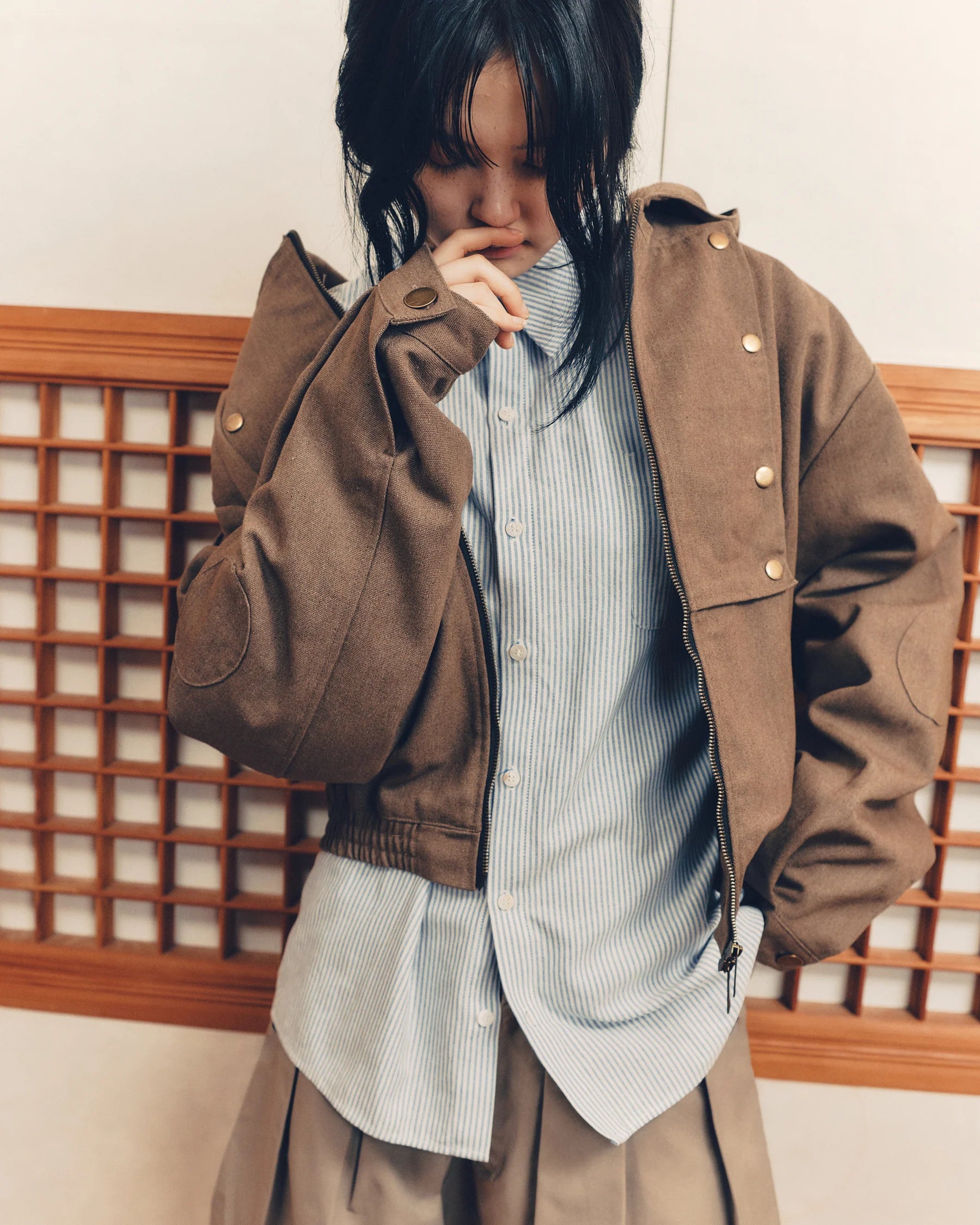 Hooded Work Jacket (Dark Brown)