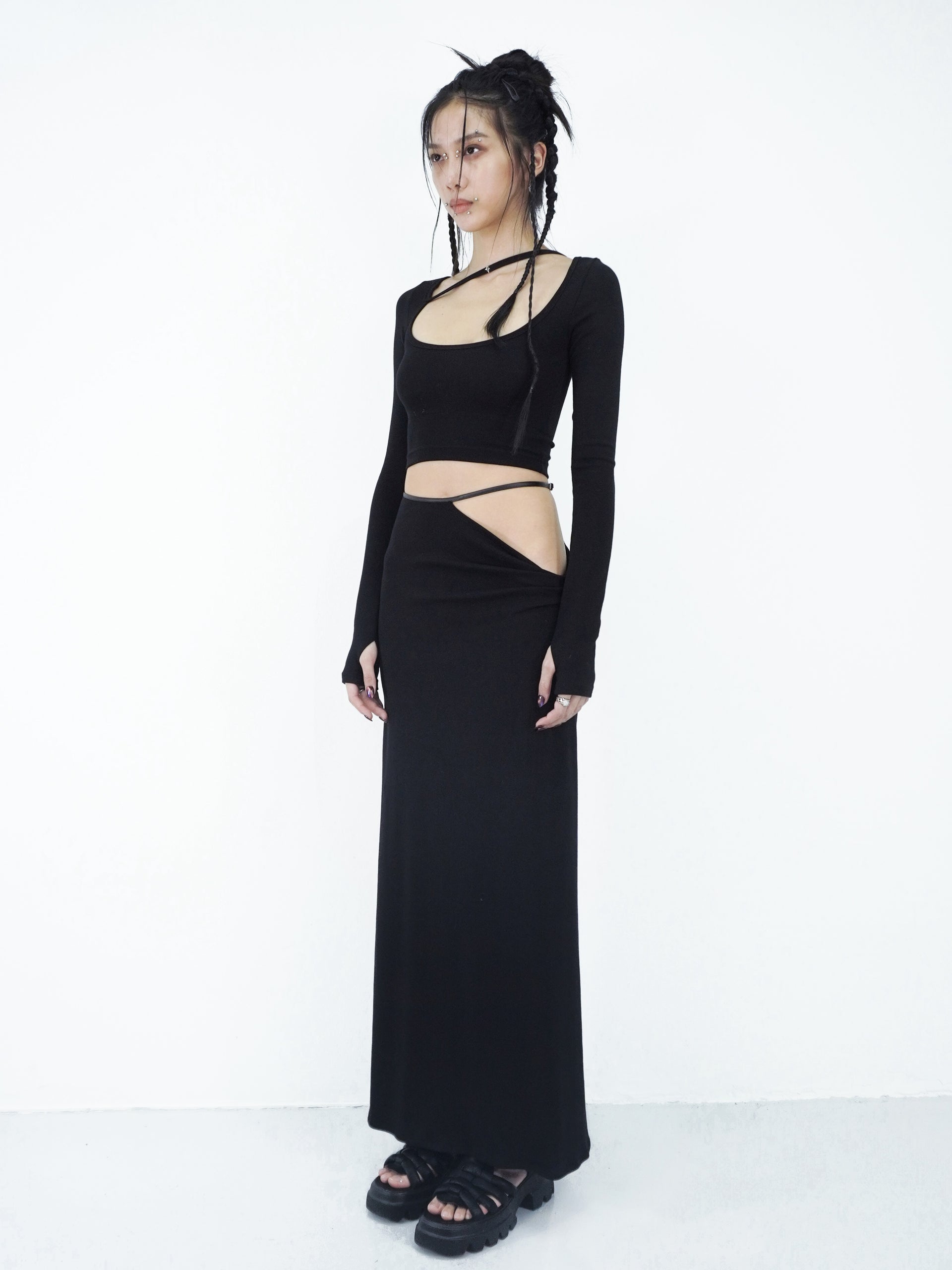Riven Maxi Skirt - Black