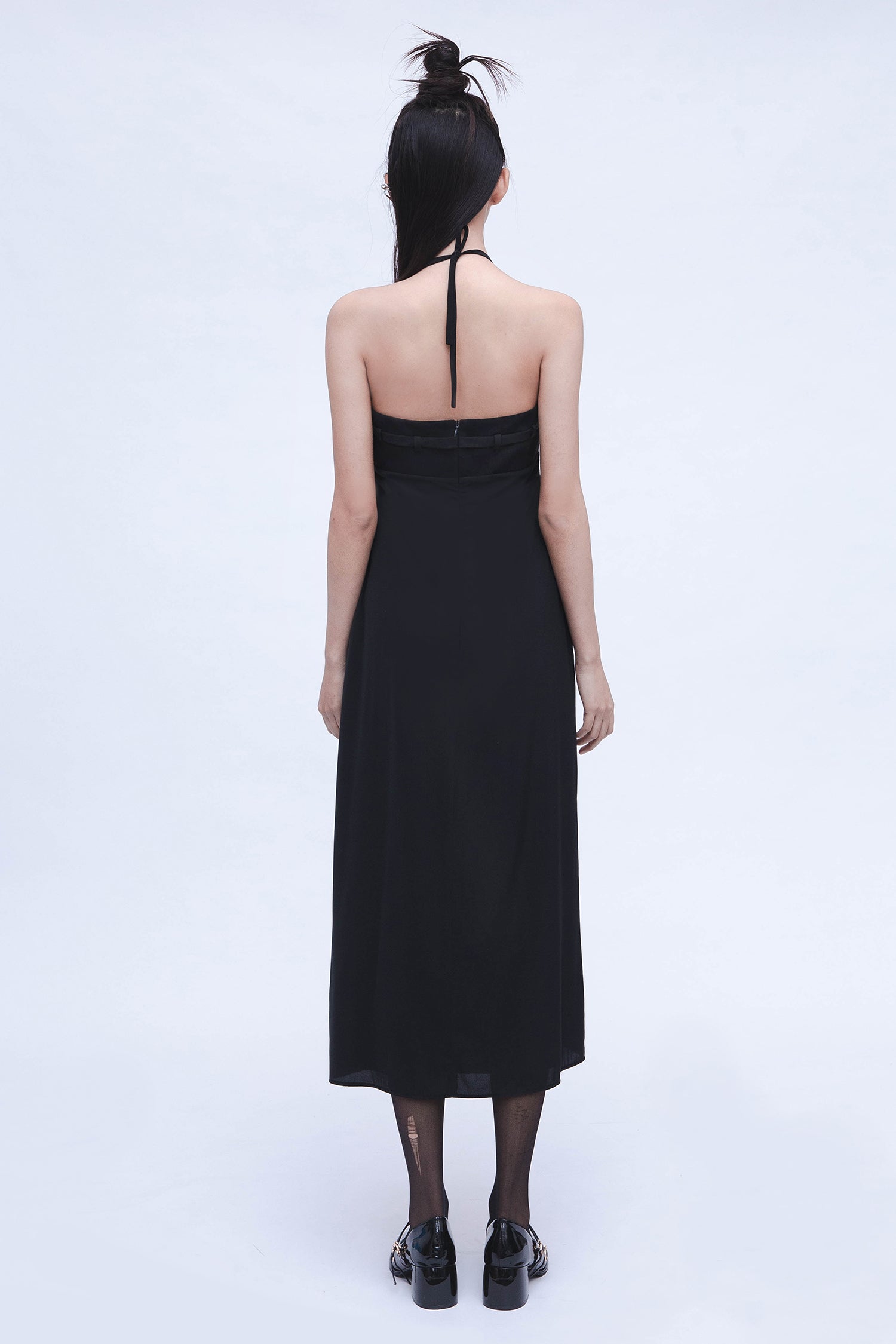 BUCKLE SLIP DRESS - BLACK