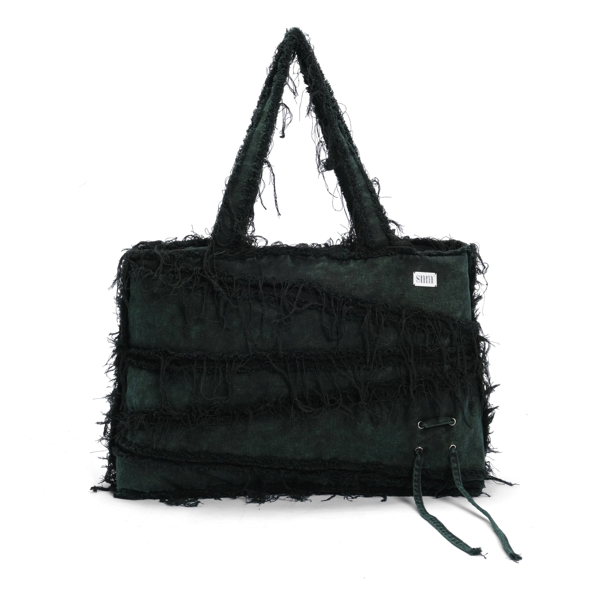 S Washed Denim Big Tote Bag (Moss)