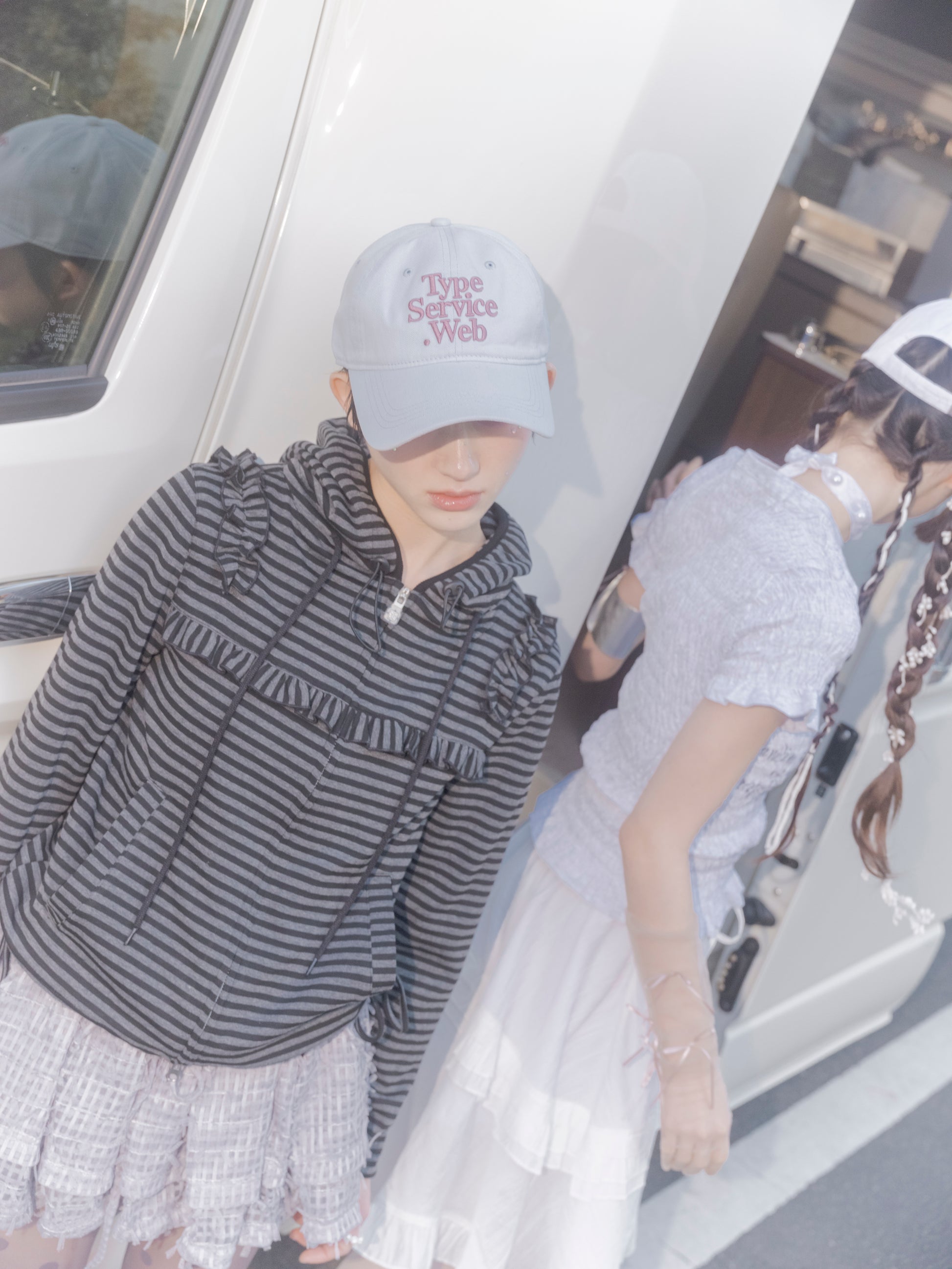 Ruffled Stripe Zip Hoodie