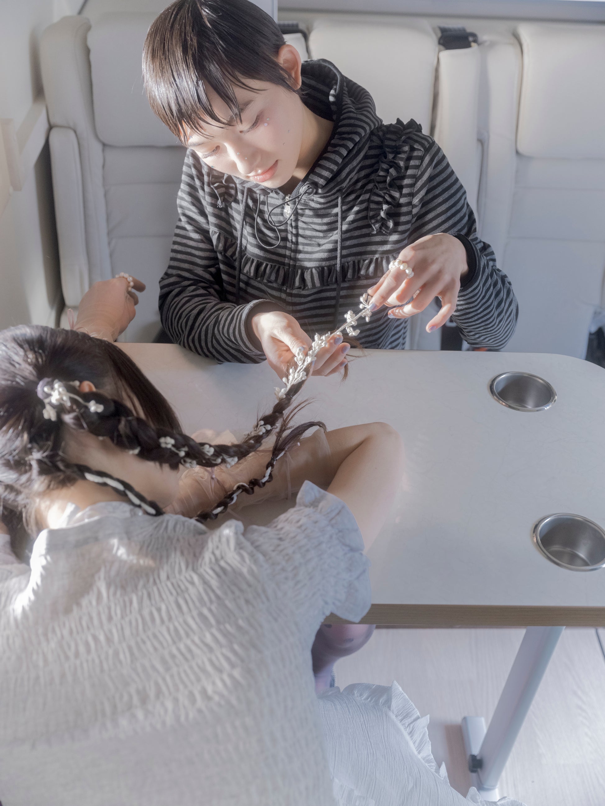 Ruffled Stripe Zip Hoodie