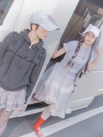 Ruffled Stripe Zip Hoodie