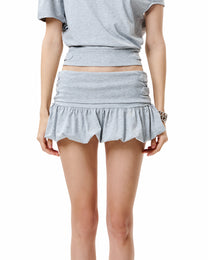 Ruffle Mini Skirt - Heather Grey