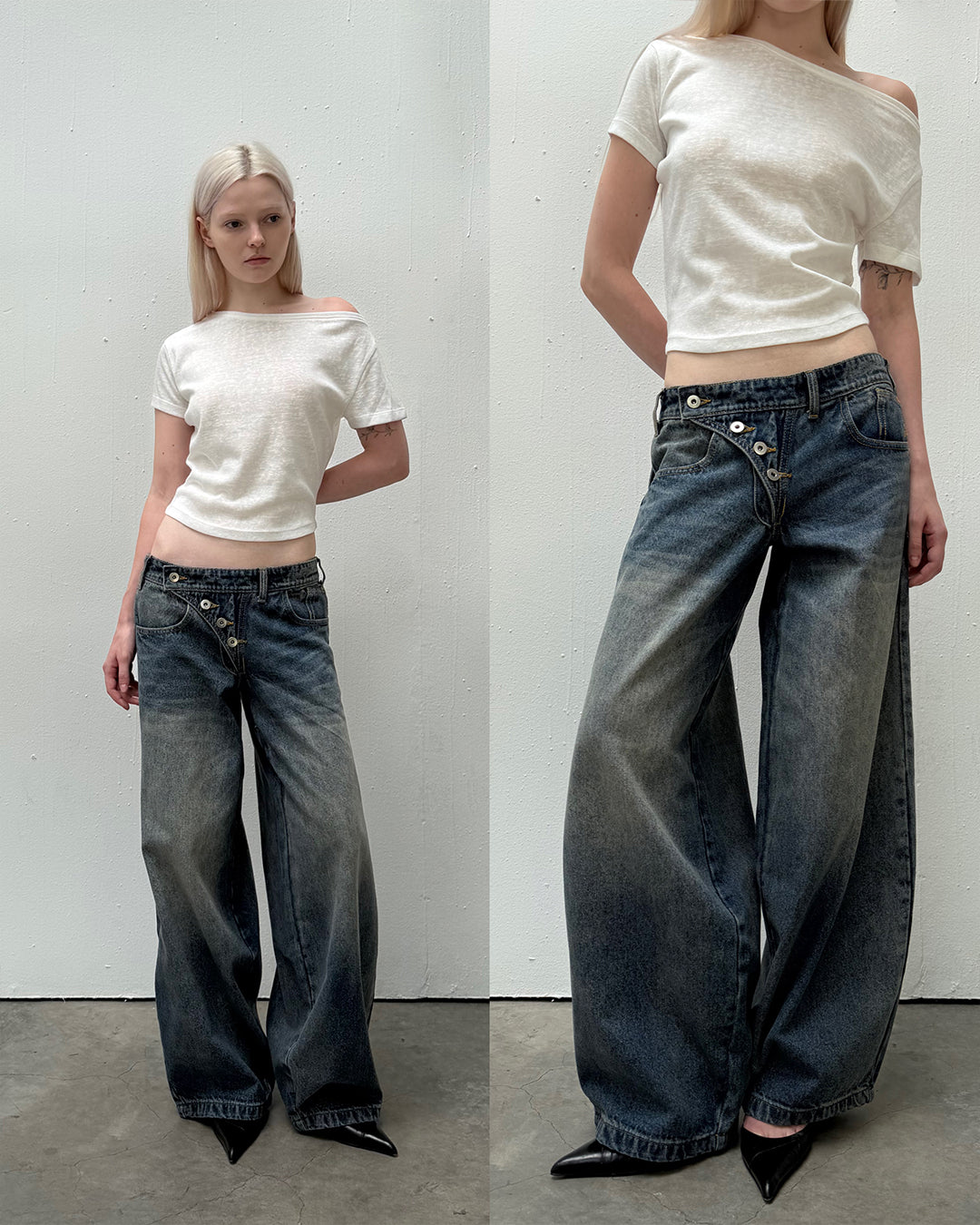 Asymmetry Denim Washed