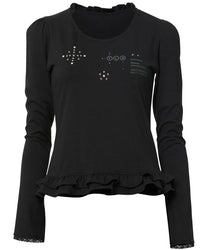 Muta Frill Puff T-Shirt Long Sleeve (Black)