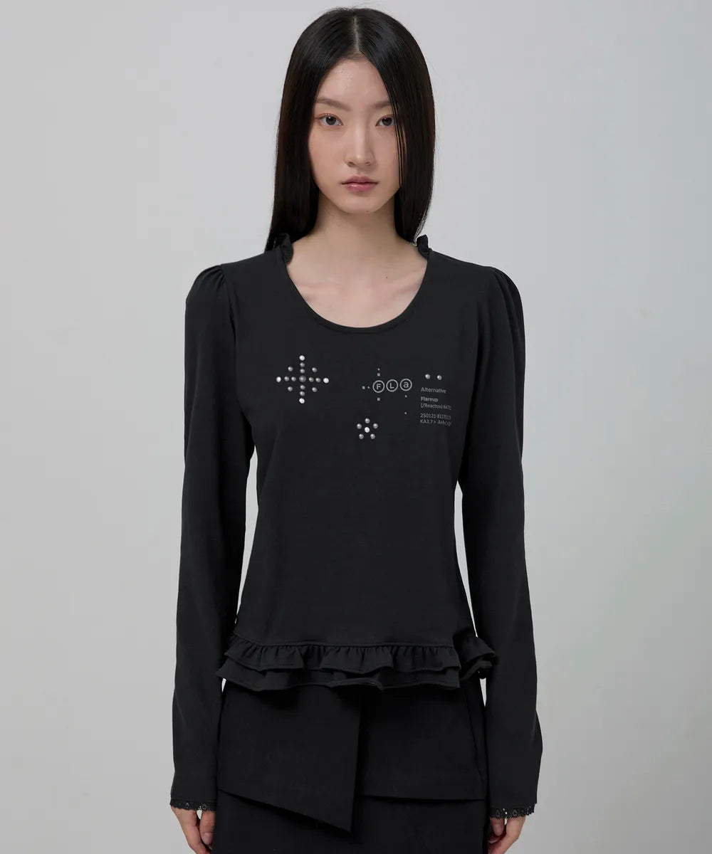 Muta Frill Puff T-Shirt Long Sleeve (Black)