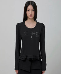Muta Frill Puff T-Shirt Long Sleeve (Black)