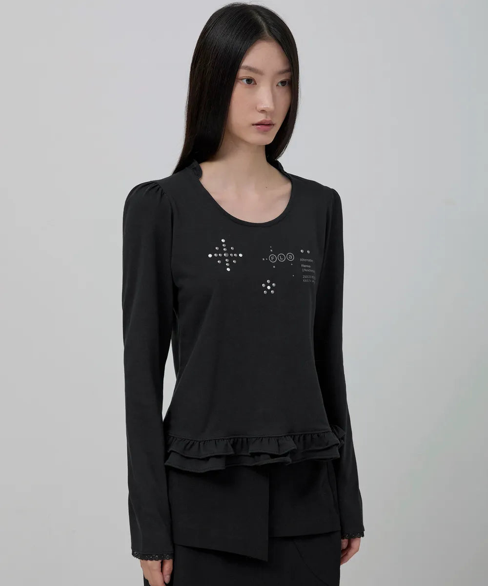 Muta Frill Puff T-Shirt Long Sleeve (Black)