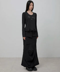 Muta Frill Puff T-Shirt Long Sleeve (Black)