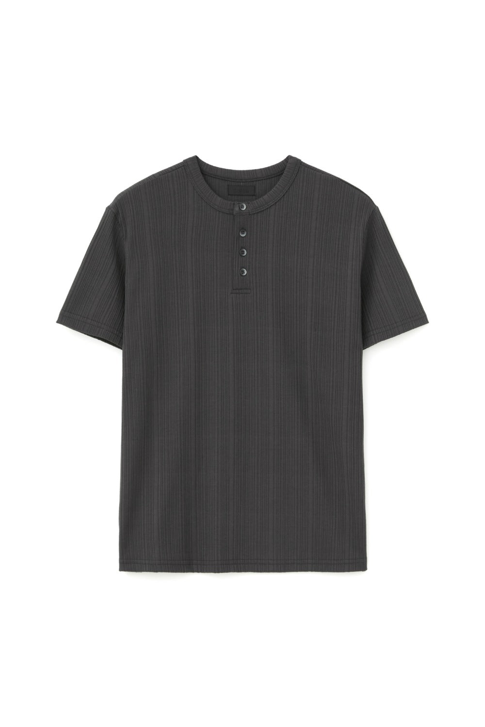 Ribbed Henley Half Sleeve (Charcoal)