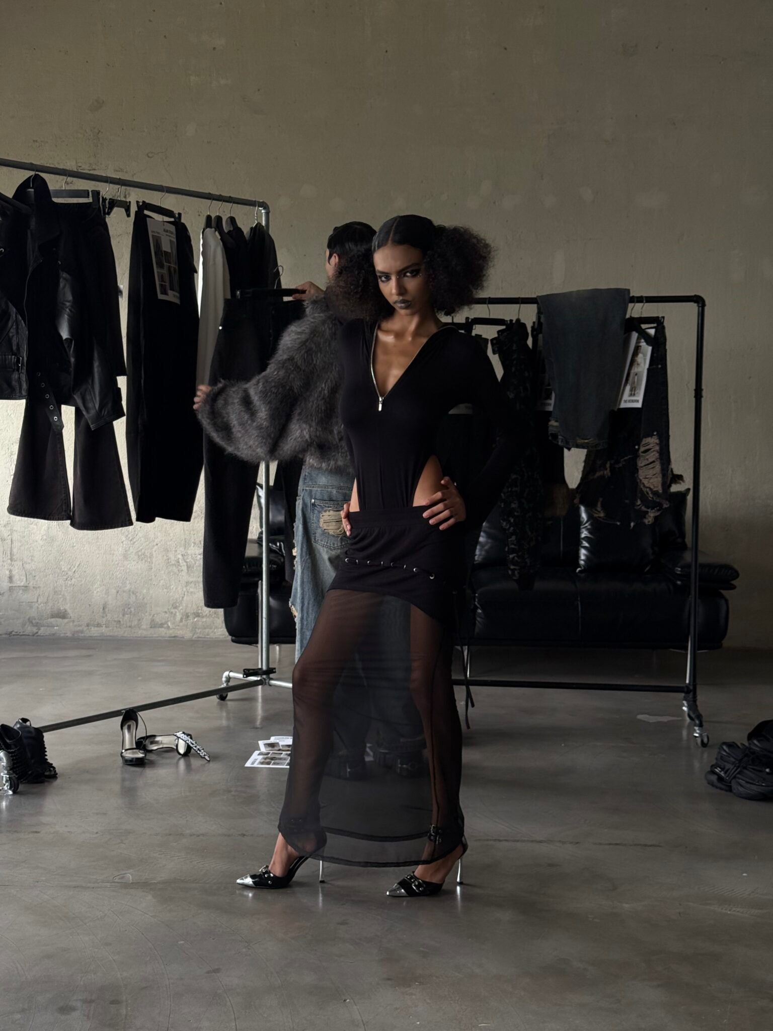 Pharsa Sheer Mesh Long skirt