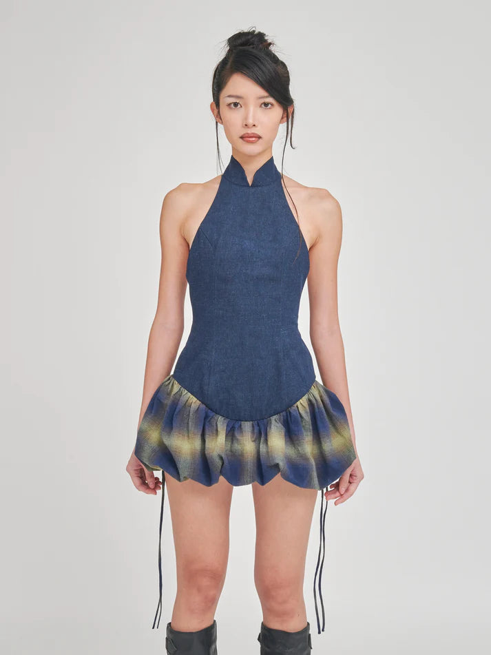 Quinn Qipao Dress - Denim