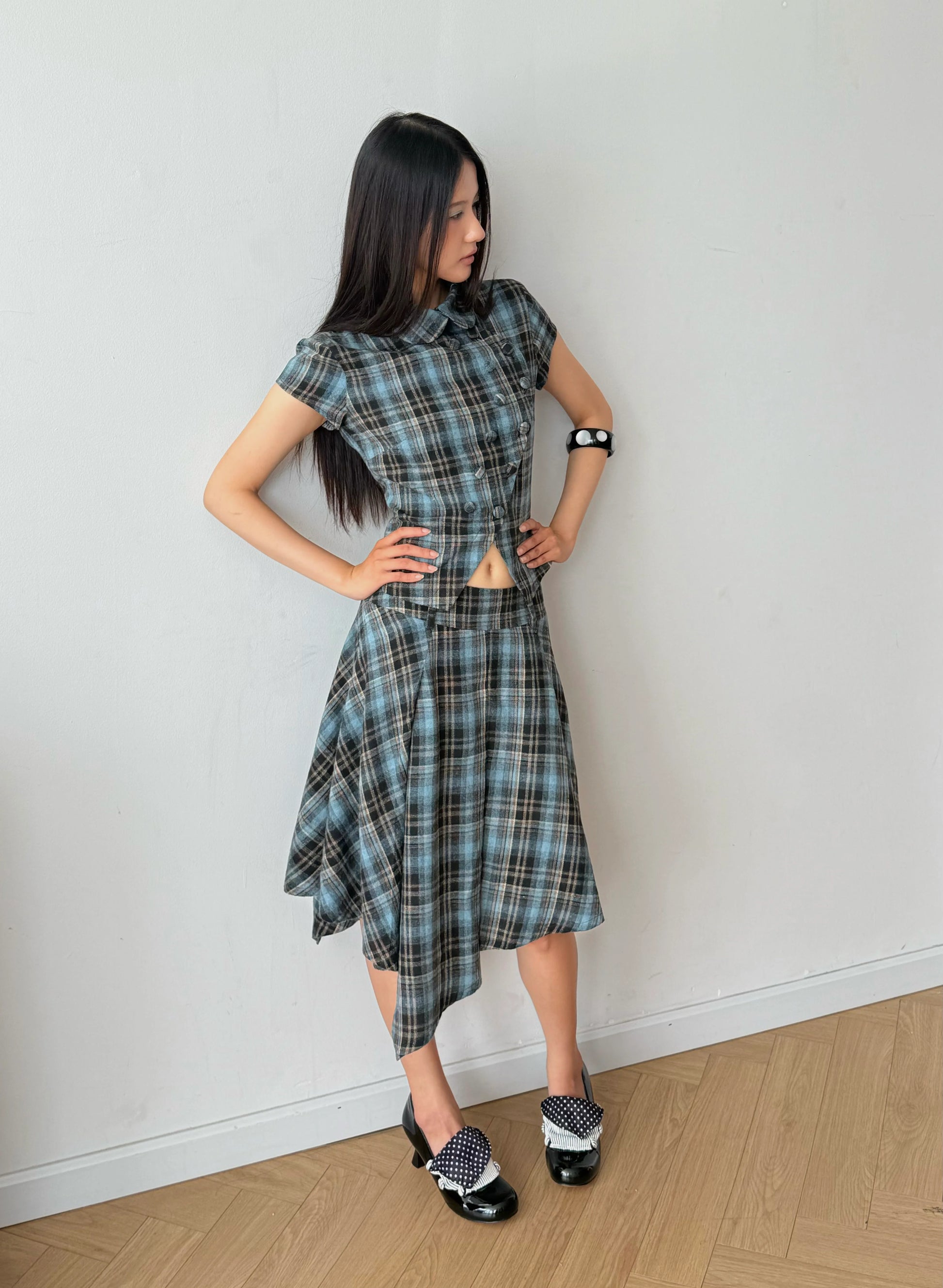 Clover Skirt (Blue Plaid)