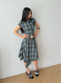 Clover Skirt (Blue Plaid)