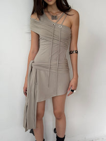 Drape Dress (Light Brown)