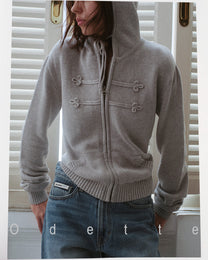 Odette Knit Hoodie (Grey)