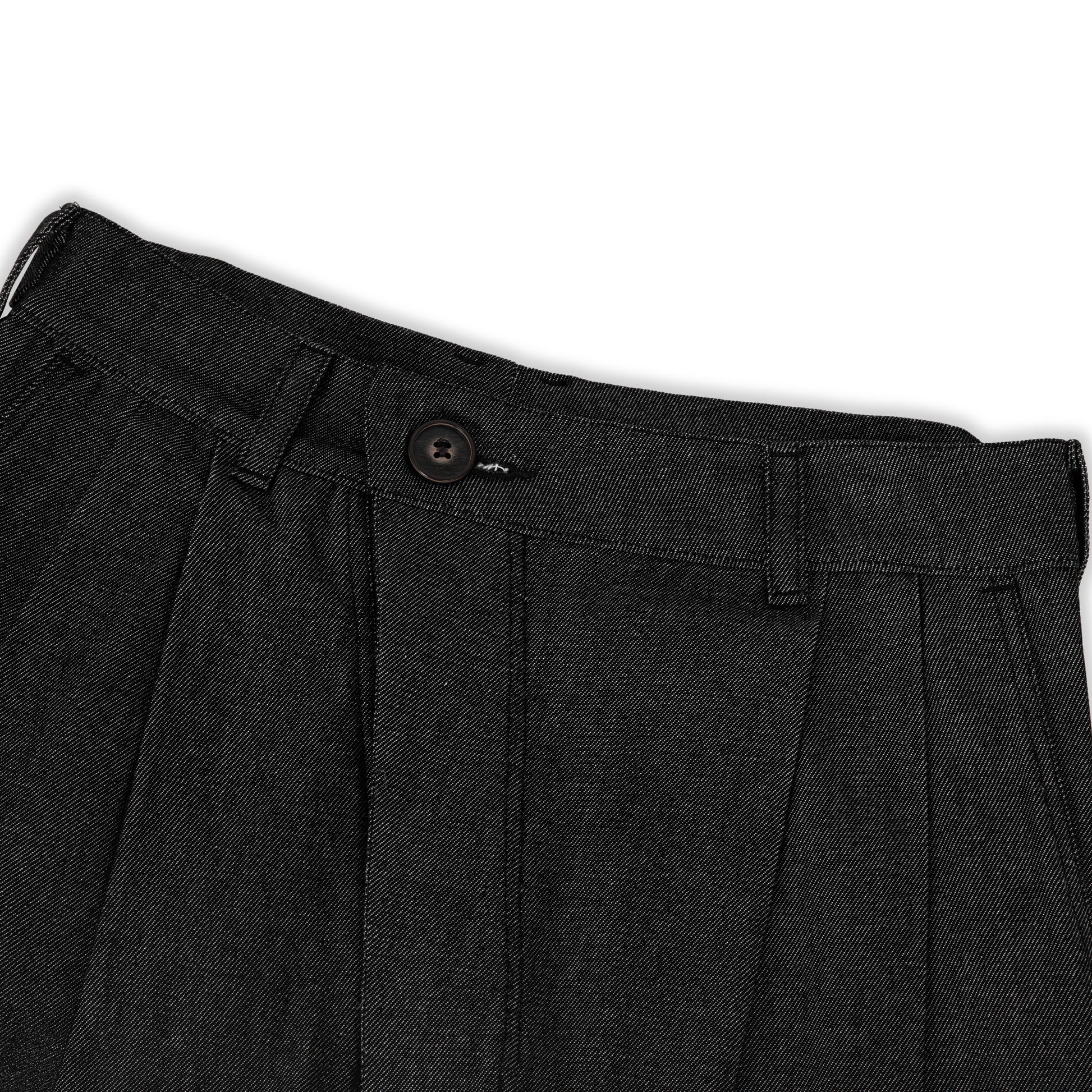 SIDE PLEAT RAW DENIM PANTS