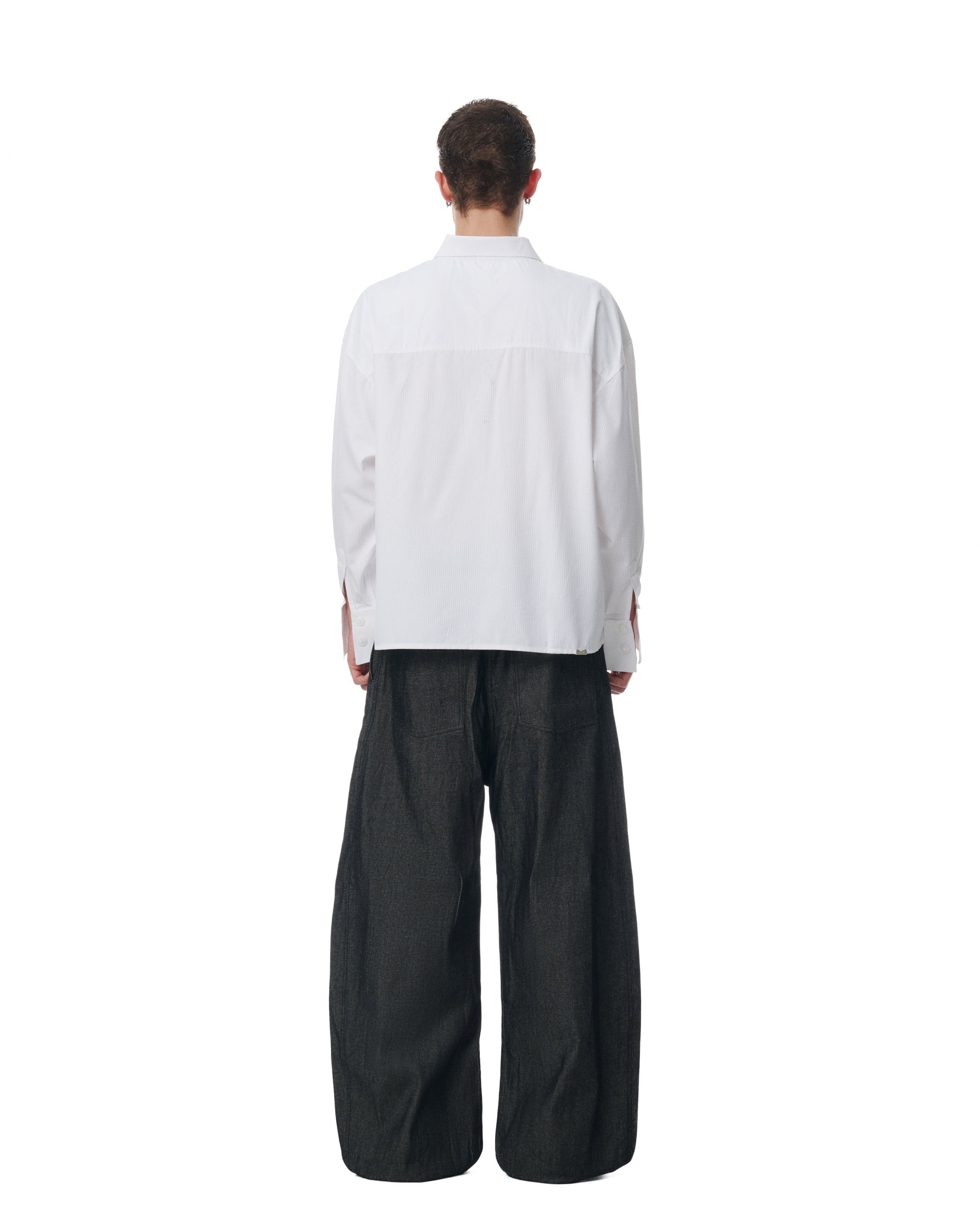 SIDE PLEAT RAW DENIM PANTS
