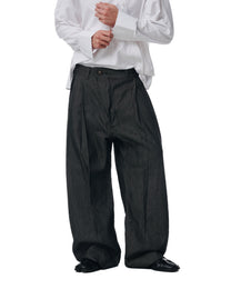 SIDE PLEAT RAW DENIM PANTS