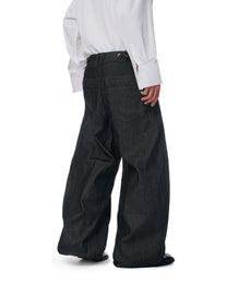 SIDE PLEAT RAW DENIM PANTS