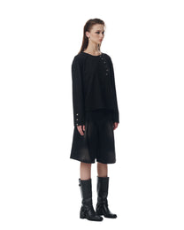 WASHED PLEATED JORTS