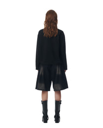 WASHED PLEATED JORTS