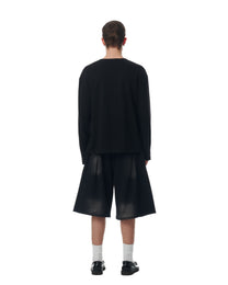 WASHED PLEATED JORTS