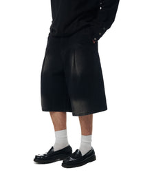 WASHED PLEATED JORTS