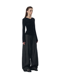 SIDE PLEAT RAW DENIM PANTS